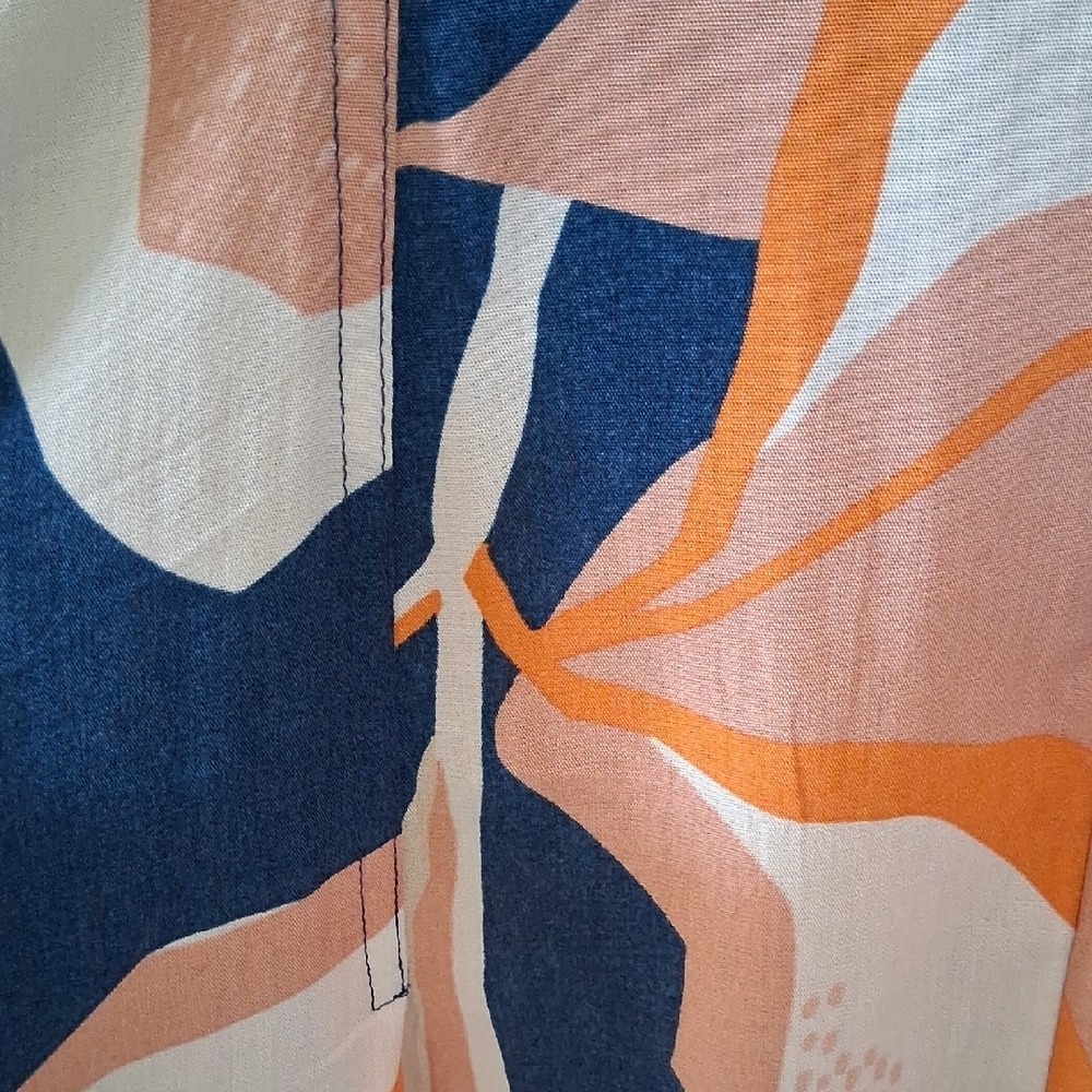 Fox Vibrant Blue and Orange Patterned Midi Dress - Picture 4 of 6